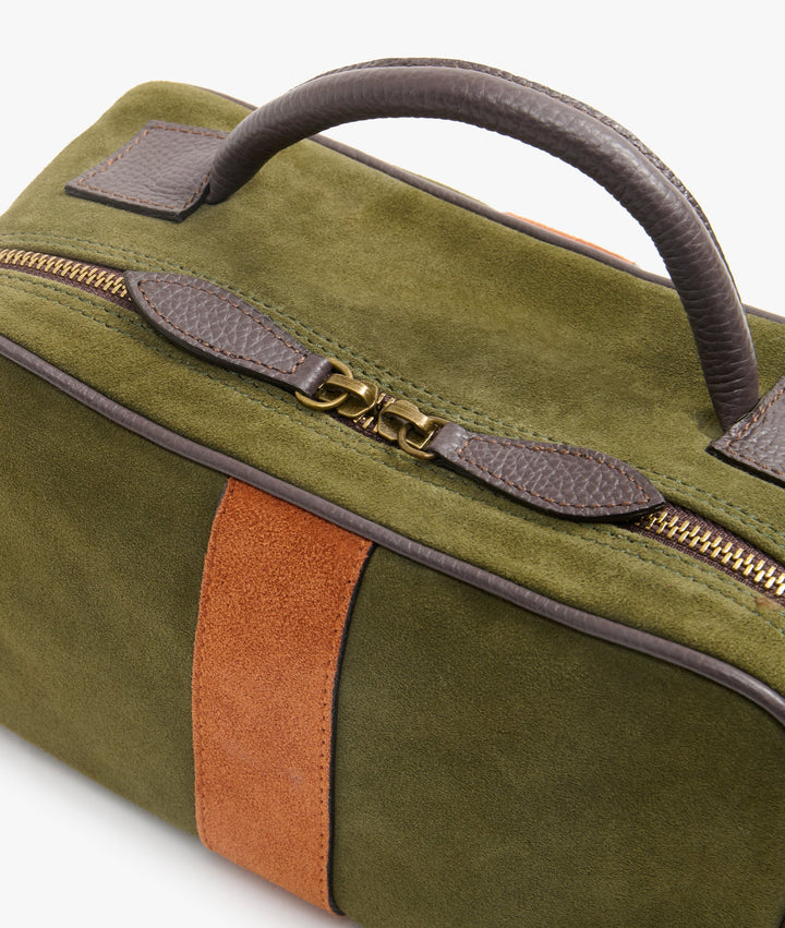 My Style Bags Berkeley Twin Deluxe Toiletry Travel Bag in Green/Orange Stripe for Men