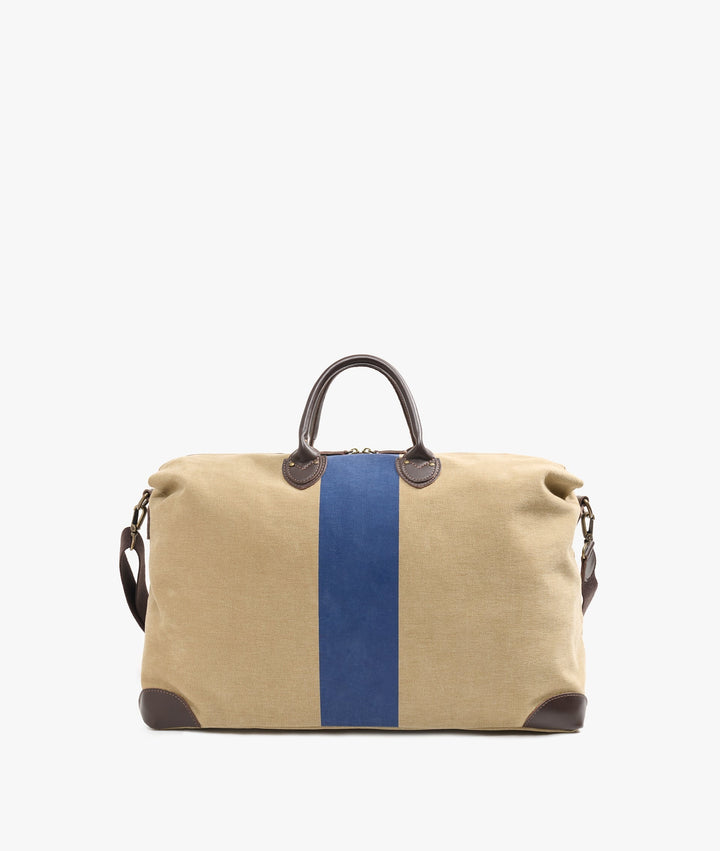 My Style Bags Harvard Stripe Duffel Travel Bag in Beige with Blue Stripes for Men