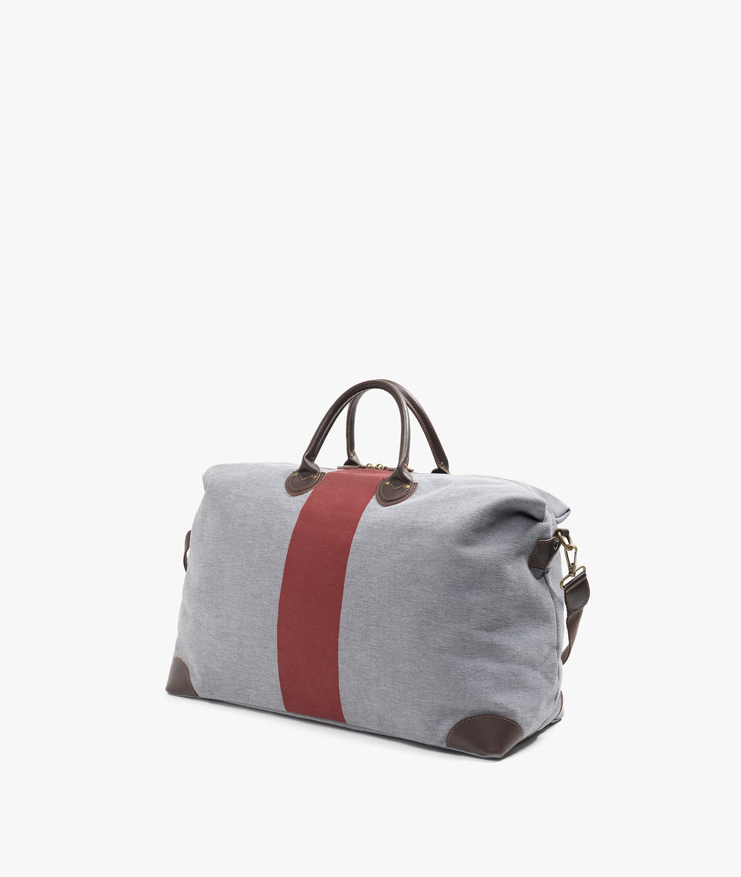 My Style Bags Harvard Stripe Duffel Travel Bag in Gray with Red Stripe for Men