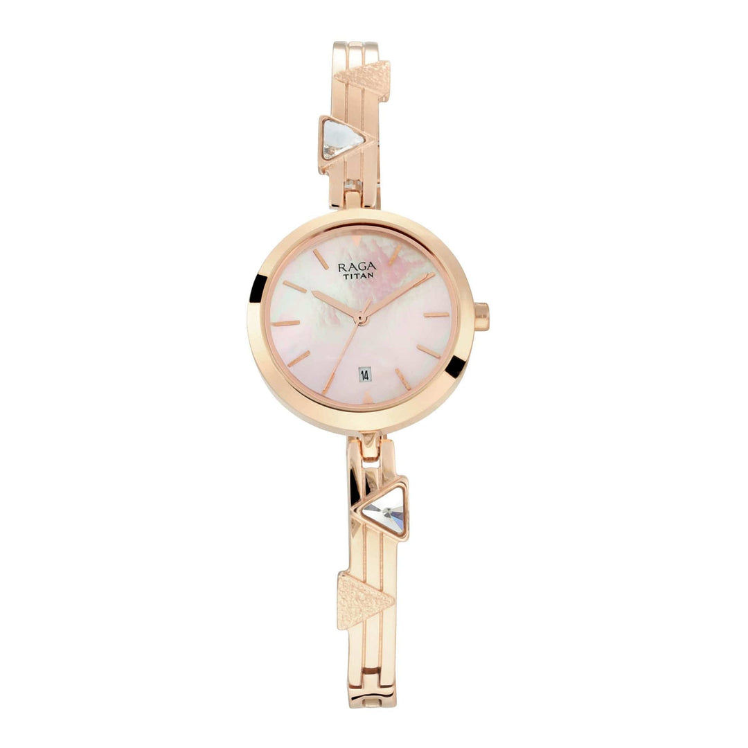 Titan Chronograph Watches Titan Raga Viva Mother of Pearl Dial Women Watch With Metal Strap Brand