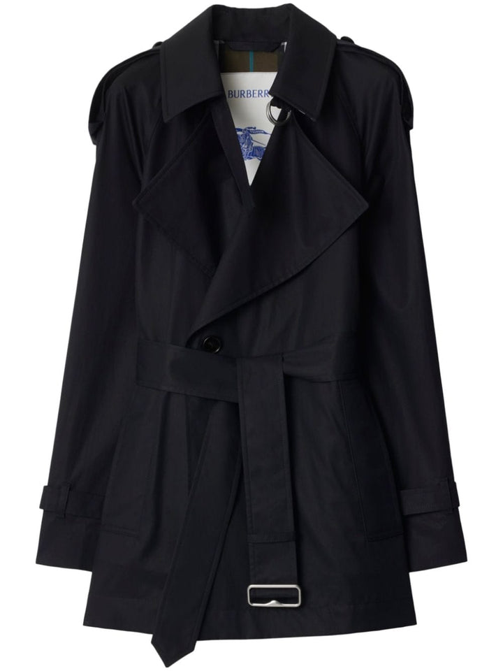 Burberry Coats Burberry Coats Black Black cotton gabardine coat with wide lapels and belted waist.   Brand