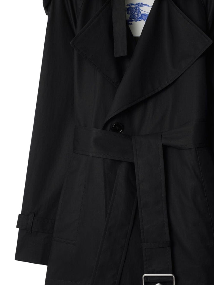 Burberry Coats Burberry Coats Black Black cotton gabardine coat with wide lapels and belted waist.   Brand