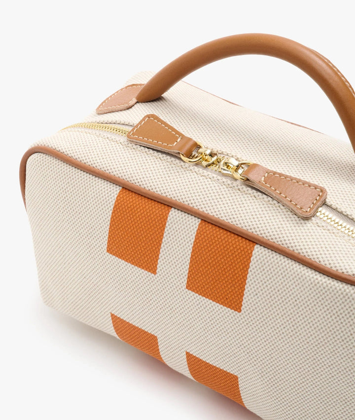 MyStyleBags Cosmetic & Toiletry Bags My Style Bags Berkeley Cosmetic Bag Natural With Orange Stripes Brand