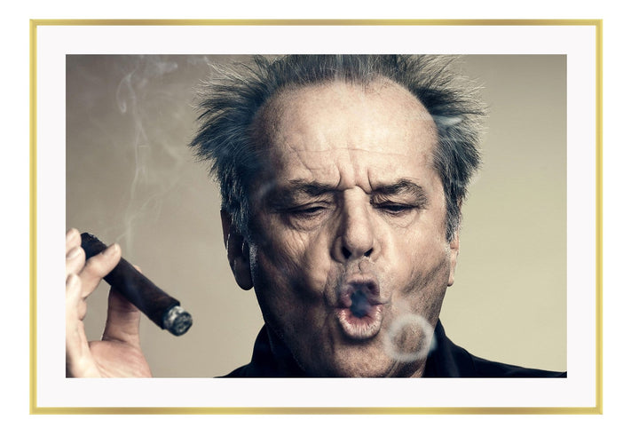 Canvas Print Small		50x70cm / Gold Jack Nicholson Jack Nicholson Wall Art : Ready to hang framed artwork. Brand