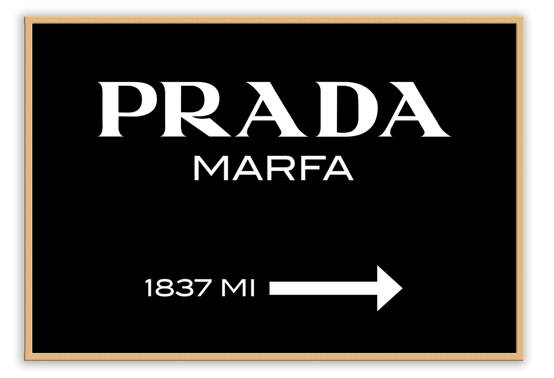 Canvas Print 50x70cm / Natural Prada Marfa Black Prada Marfa Black Wall Art : Ready to hang framed artwork. Brand