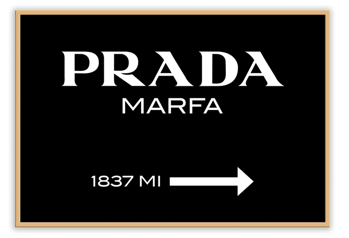 Canvas Print 50x70cm / Natural Prada Marfa Black Prada Marfa Black Wall Art : Ready to hang framed artwork. Brand