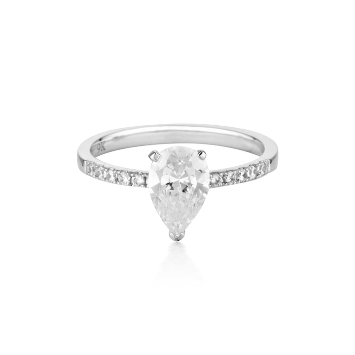 Georgini Ring Georgini Gold Pear Cut And Round Brilliant 1.5ctw Moissanite Engagement Ring In 9ct White Gold Georgini Gold Pear Cut And Round Brilliant 1.5ctw Moissanite Engagement Ring In 9ct White Gold Brand