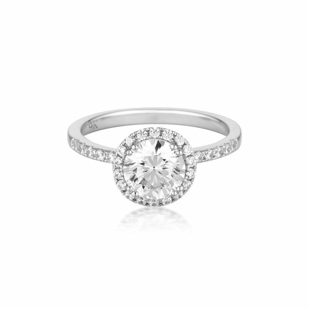 Georgini Ring 6 Georgini Gold Round Brilliant Cut 1.25ctw Halo Moissanite Engagement Ring In 9ct White Gold Georgini Gold Round Brilliant Cut 1.25ctw Halo Moissanite Engagement Ring In 9ct White Gold Brand