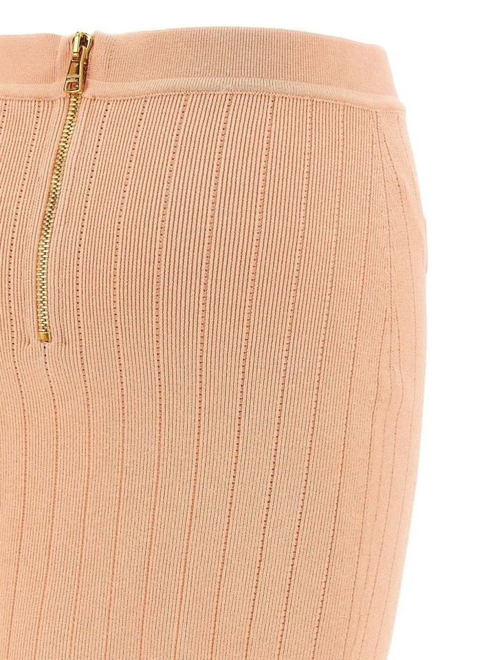 Balmain Skirts Balmain Skirts Powder Balmain Elegant pink skirt with ribbed waistband, faux pocket, and rear zip. Brand