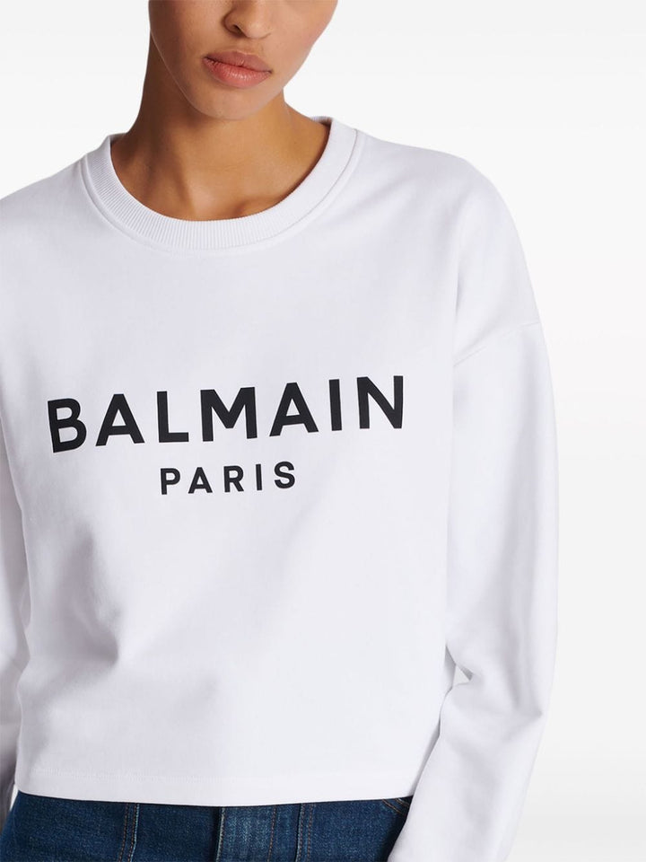 Balmain Topwear M Balmain Cotton Logo Sweater Balmain White Cotton Logo Sweater Brand