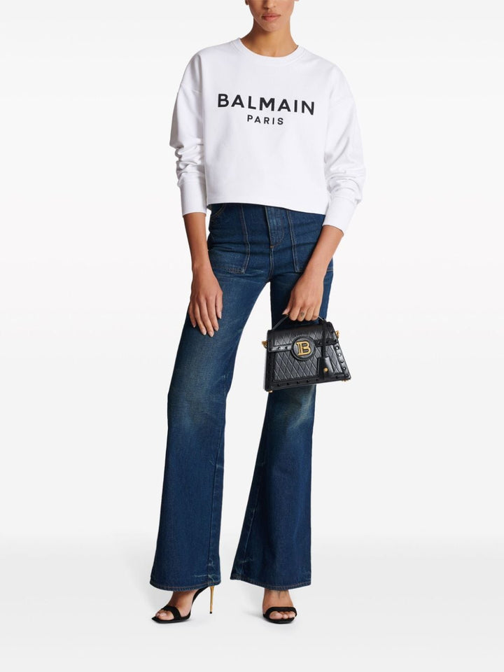 Balmain Topwear M Balmain Cotton Logo Sweater Balmain White Cotton Logo Sweater Brand