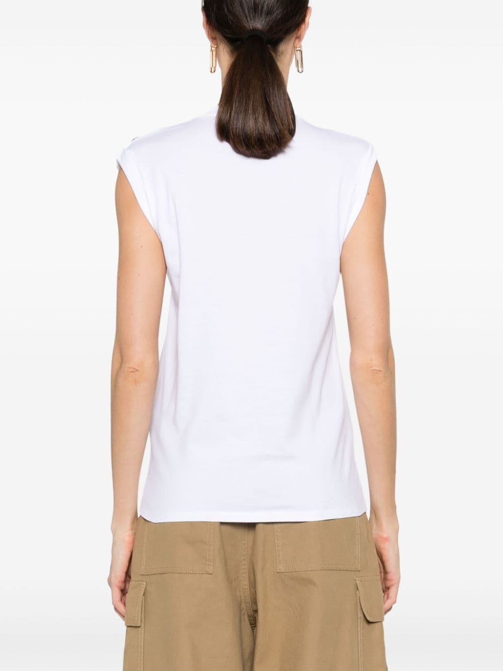 Balmain Topwear L Balmain Cotton Logo Top Balmain White Cotton Logo Top Brand