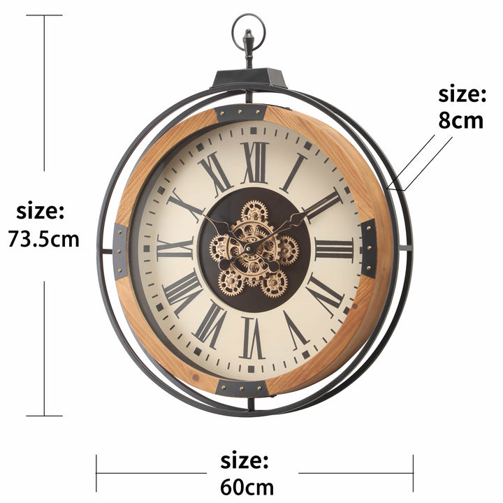 Chilli Wall Clock Round Jack Wooden Moving Cogs Wall Clock Brand